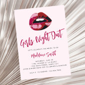 Girls Night Out Rosa Lippen Frische Spaß Bachelore Einladung