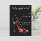 Girl's Night Out-Stiletto mit Wein Einladung (Stehend Vorderseite)