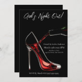 Girl's Night Out-Stiletto mit Wein Einladung (Vorne/Hinten)