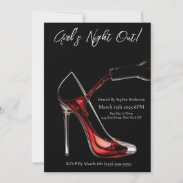 Girl's Night Out-Stiletto mit Wein Einladung