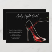 Girl's Night Out-Stiletto mit Wein Einladung (Vorne/Hinten)