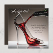 Girl's Night Out-Stiletto mit Wein Einladung (Vorne/Hinten)