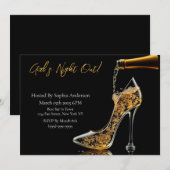 Girl's Night Out-Stiletto und Bubbly Einladung (Vorne/Hinten)