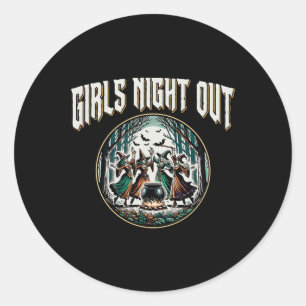 Girls Night Out Tanzhexen Funny Halloween Runder Aufkleber