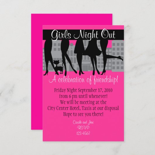 Girls Night Out WIth Kitty Style A Einladung (Vorne/Hinten)