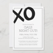 Girls Night Out XOXO Black Friends Galentine Party Einladung (Vorderseite)
