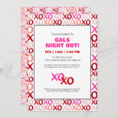 Girls Night Out XOXO Pink Niedlich Galentine Day P Einladung (Vorne/Hinten)
