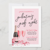 Girls Night Pink Champagne Galentine's Day Einladung (Vorderseite)