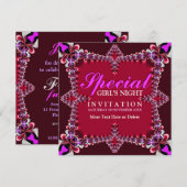 Girls Night Red Hot Pink Party Einladung (Vorne/Hinten)