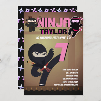 Girls NINJA MOVIE STAR WARRIOR Cartoon Party Einladung