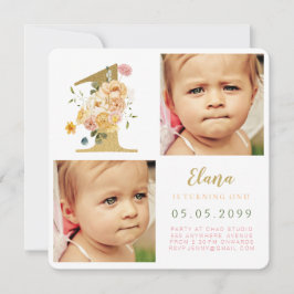 Girls Nummer 1 1. Geburtstag Jahr Foto Cards Einladung