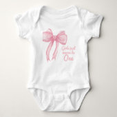 Girls nur Wanne sein eine rosa Bow Coquette Geburt Baby Strampler (Vorderseite)