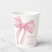 Girls nur Wanne sein eine rosa Bow Coquette Geburt Pappbecher (Rückseite)