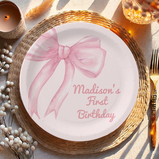 Girls nur Wanne sein eine rosa Bow Coquette Geburt Pappteller