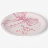 Girls nur Wanne sein eine rosa Bow Coquette Geburt Pappteller (Schrägansicht)