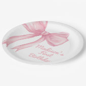 Girls nur Wanne sein eine rosa Bow Coquette Geburt Pappteller (Schrägansicht)