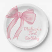 Girls nur Wanne sein eine rosa Bow Coquette Geburt Pappteller (Vorderseite)