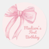 Girls nur Wanne sein eine rosa Bow Coquette Geburt Runder Aufkleber (Vorderseite)