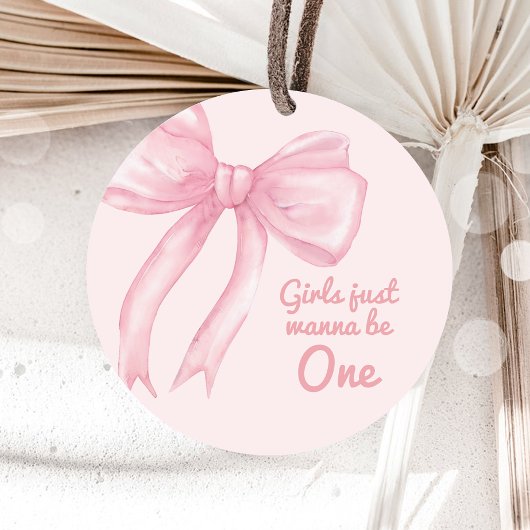 Girls nur Wanne sein eine rosa Bow Coquette Geburt Runder Aufkleber