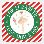 Girls Nutcracker Ballet Custom Christmas Geschenk Quadratischer Aufkleber (Vorderseite)