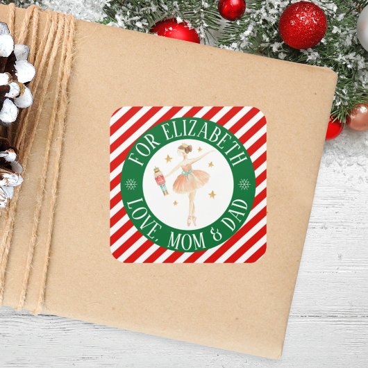 Girls Nutcracker Ballet Custom Christmas Geschenk Quadratischer Aufkleber