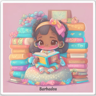 Girls of the World Reading - Barbados Aufkleber