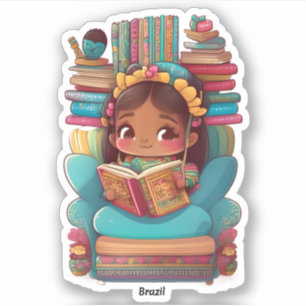 Girls of the World Reading - Brasilien Aufkleber
