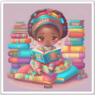 Girls of the World Reading - Haiti Aufkleber