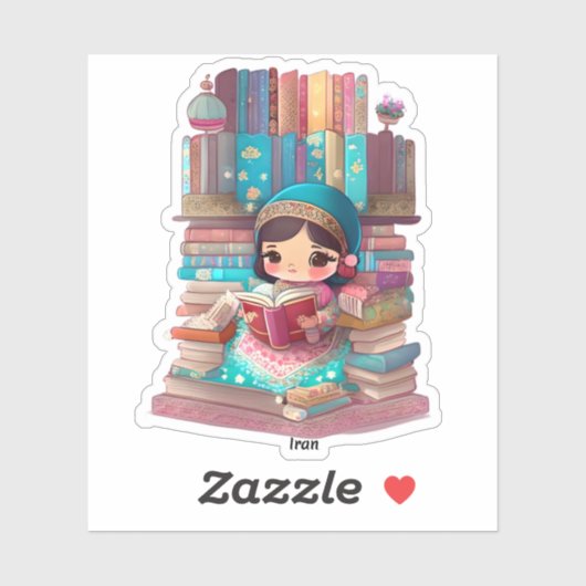 Girls of the World Reading - Iran Aufkleber (Blatt)