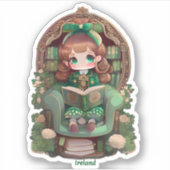 Girls of the World Reading - Irland Aufkleber (Vorderseite)