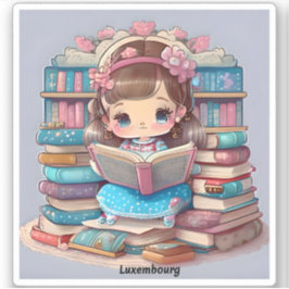Girls of the World Reading - Luxemburg Aufkleber