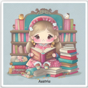Girls of the World Reading - Österreich Aufkleber