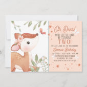 Girls Oh Deer Birthday Party Einladung (Vorderseite)