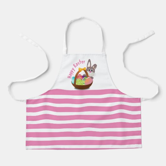 Girls Osterkörbe mit rosa Streifen Schürze (Vorderseite)
