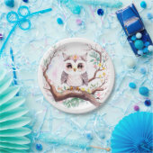 Girl's Owl Baby Shower Forest Adventure Pappteller (Party)