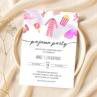 Girls Pajama Sleepover Glam Slumber Geburtstag Einladung