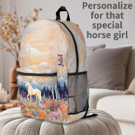 Girls Palomino Pferde Reitwüste Personalize Bedruckter Rucksack