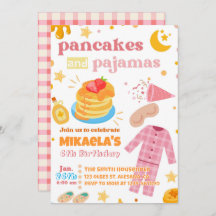 Girls Pancakes und Pajamas Einladung zum Geburtsta