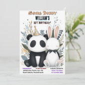 Girls Panda Ein kleiner Bunny macht einen 1. Gebur Einladung (Stehend Vorderseite)