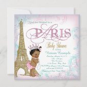Girls Paris Baby Shower Pink Aquamarine Perlen Einladung (Vorderseite)