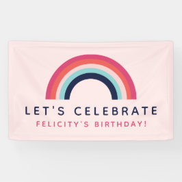 Girl's Party Personalisiert Name Rainbow Theme Banner