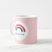 Girls Party Regenbogen Personalisiert Name Rosa Bl Kaffeetasse (Vorderseite Links)