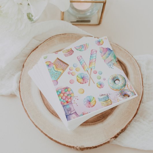 Girls Pastel Candy Land Birthday Party Table Serviette