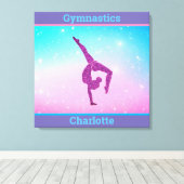 Girls Pastel Gymnastik Stretched Canvas Print Leinwanddruck (Insitu (Holzboden))