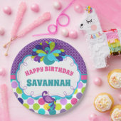 Girls Peacock Happy Birthday Party Personalisiert Pappteller (Party)