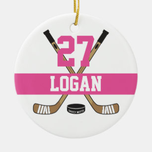 Girls Personalisiert Hockey Player Name Number Pin Keramik Ornament