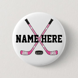 Girls Personalisiert Hockey Player Name Pink Pinba Button