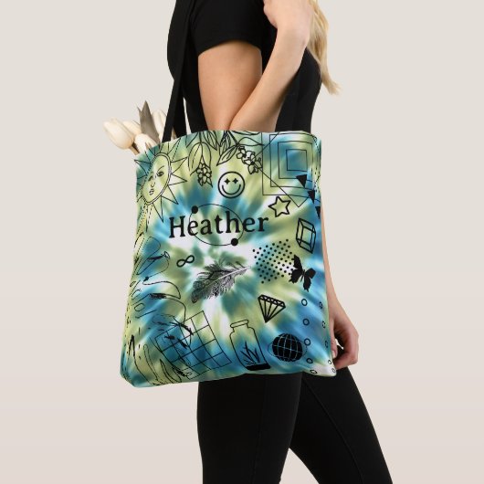 Girls Personalisiert Name Boho Gefärbte Krawatte T Tasche (Von Nahem)