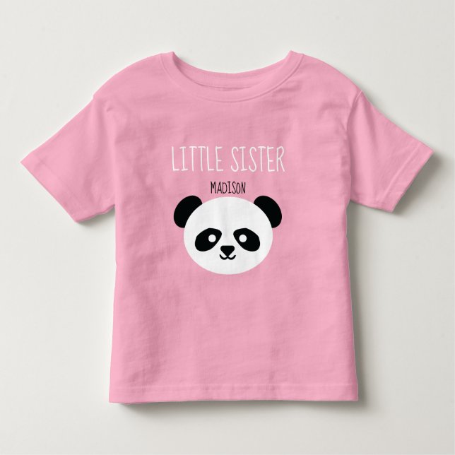 Girls Personalisiert Panda Kawaii Little Sister Kleinkind T-shirt (Vorderseite)
