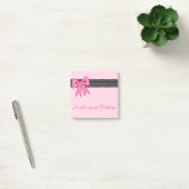 Girl's Personalisiert Pink Bow Post It Notes Gesch Post-it Klebezettel (Büro)